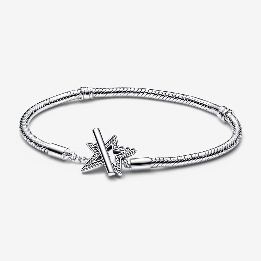 Pulsera Pandora Cadena de Serpiente con cierre en T Estrella Asimétrica