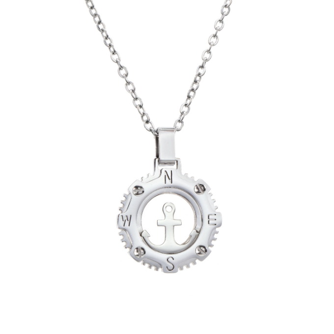 Colgante Ok Silver con brújula y ancla