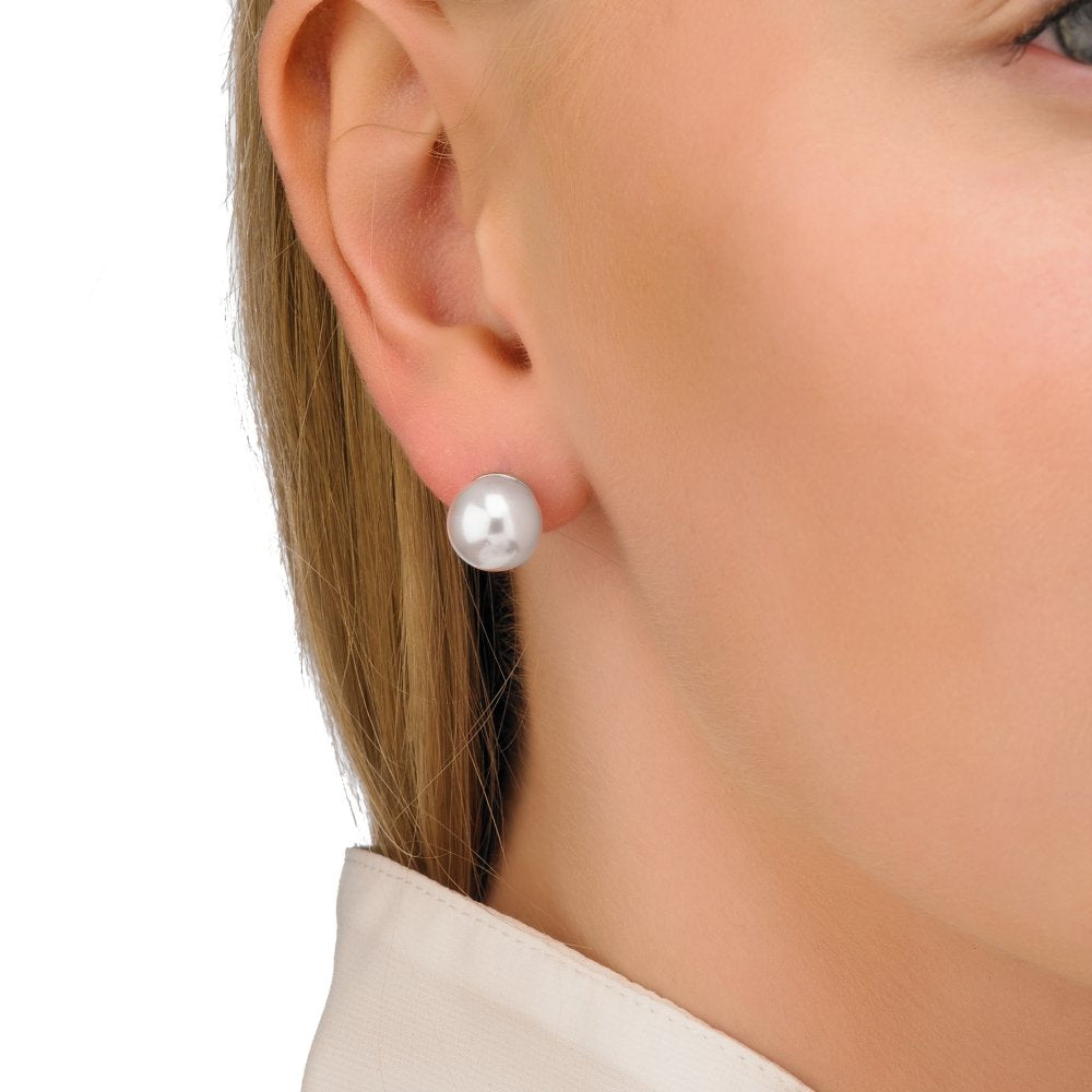 Pendientes Lyra plata con perla Majorica