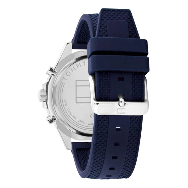 Reloj de hombre multifunción de silicona azul