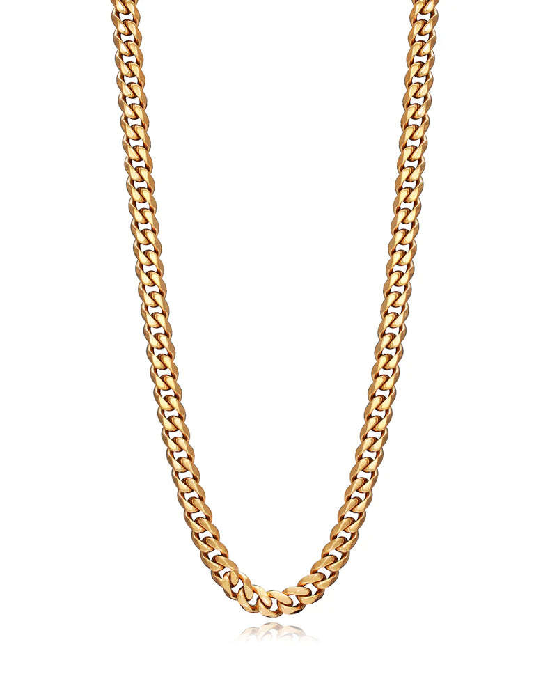 Collar Beat de acero con cadena Ip dorada