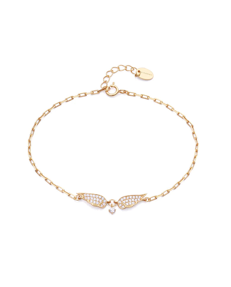 Pulsera Elegant de plata con baño de oro y circonitas blancas
