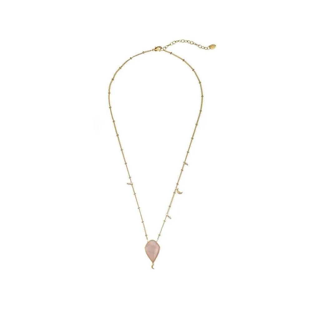 Collar dorado AGATHA PARÍS con cuarzo rosa de la colección FLY