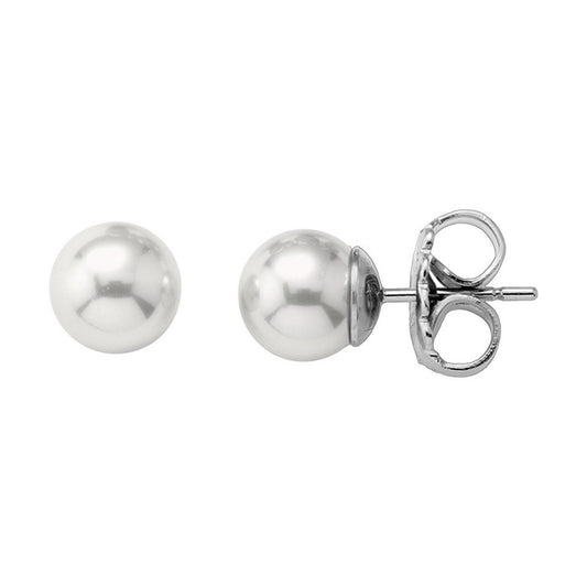 Pendientes Lyra plata con perla Majorica
