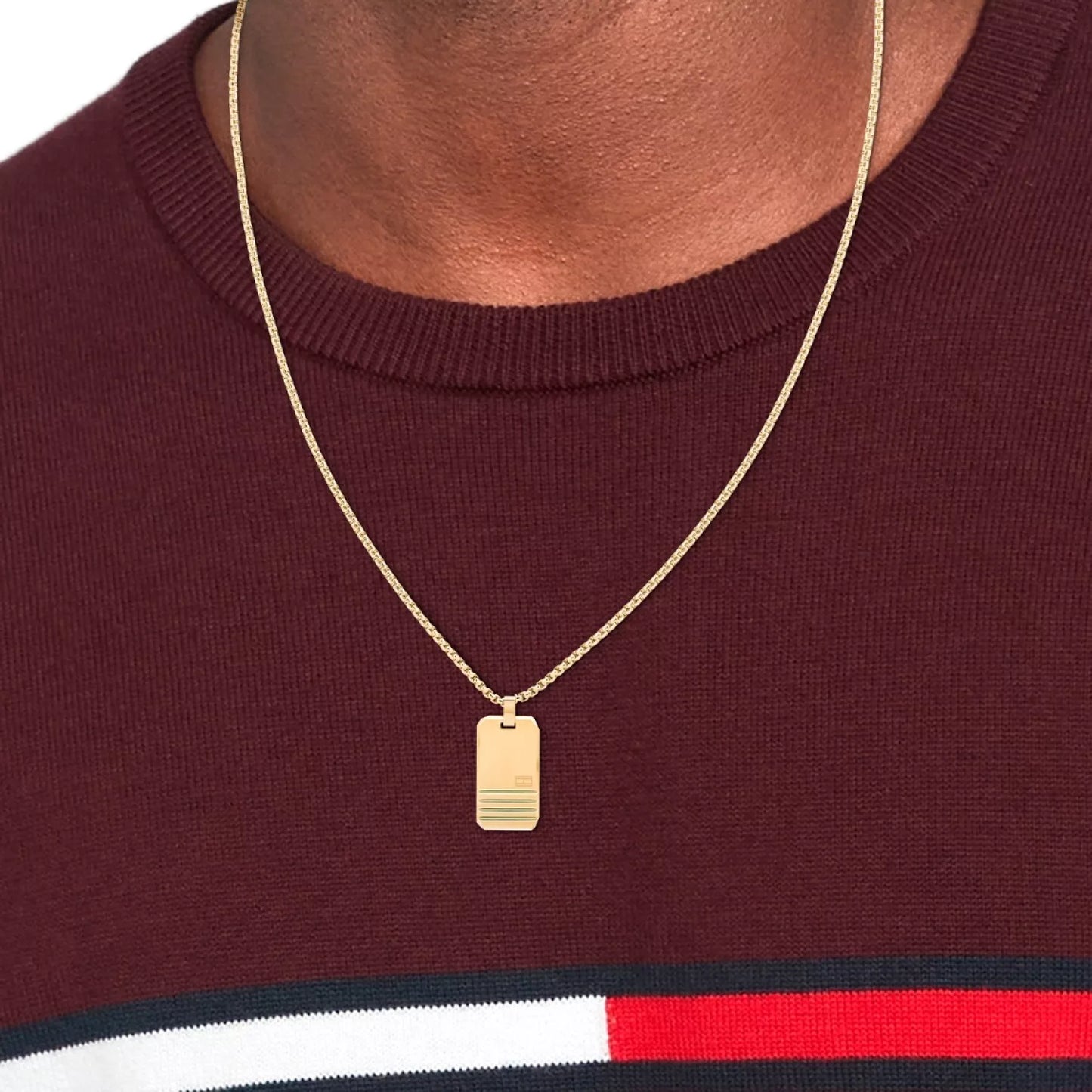 Collar Iconic de rayas chapado en oro de Tommy