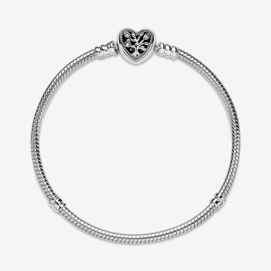 Pulsera Cadena de Serpiente con Cierre de Corazón Familiar