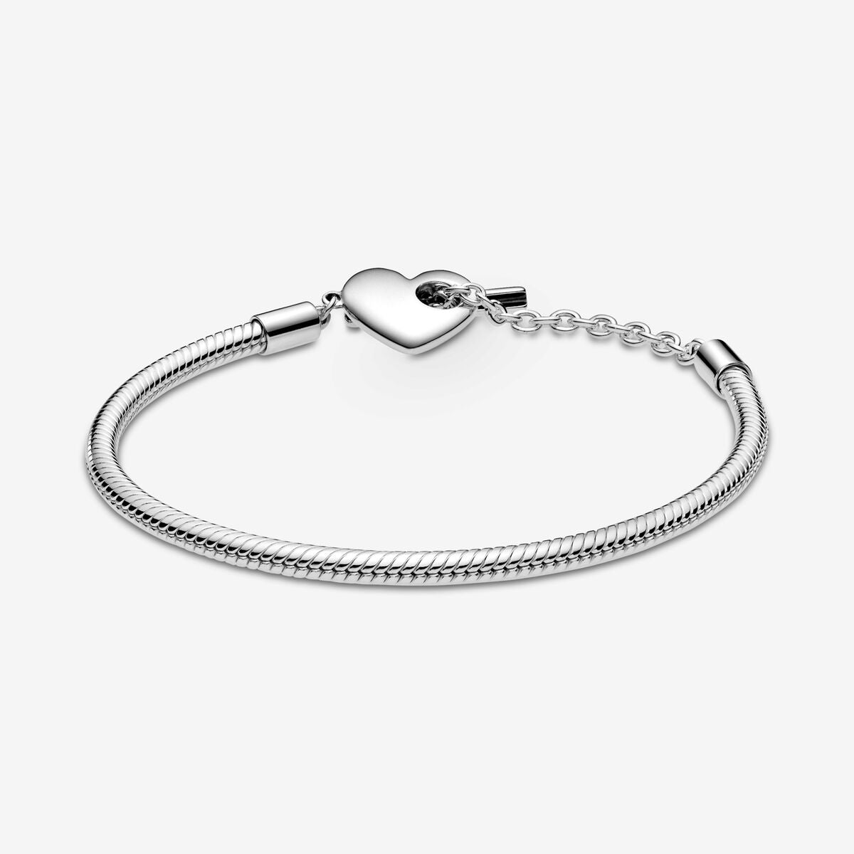 Pulsera Moments Cadena de Serpiente con cierre en T y corazón