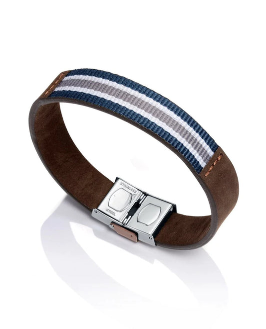 Pulsera de hombre de acero y piel