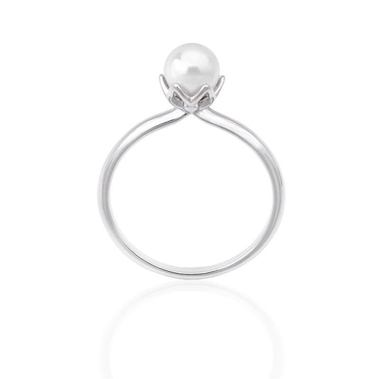 Anillo Majorica Giselle Mujer Plata Baño Rodio y Perla blanca