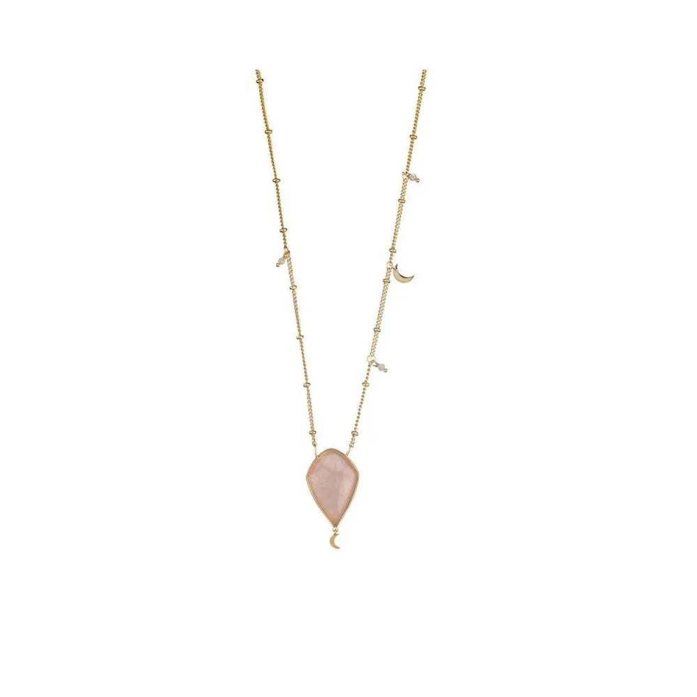 Collar dorado AGATHA PARÍS con cuarzo rosa de la colección FLY