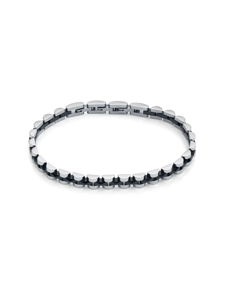Pulsera de hombre Magnum con eslabones de acero y cerámica negra