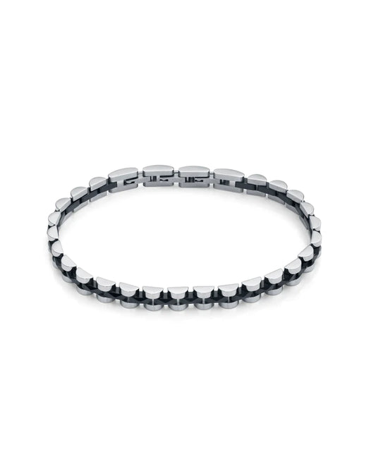 Pulsera de hombre Magnum con eslabones de acero y cerámica negra