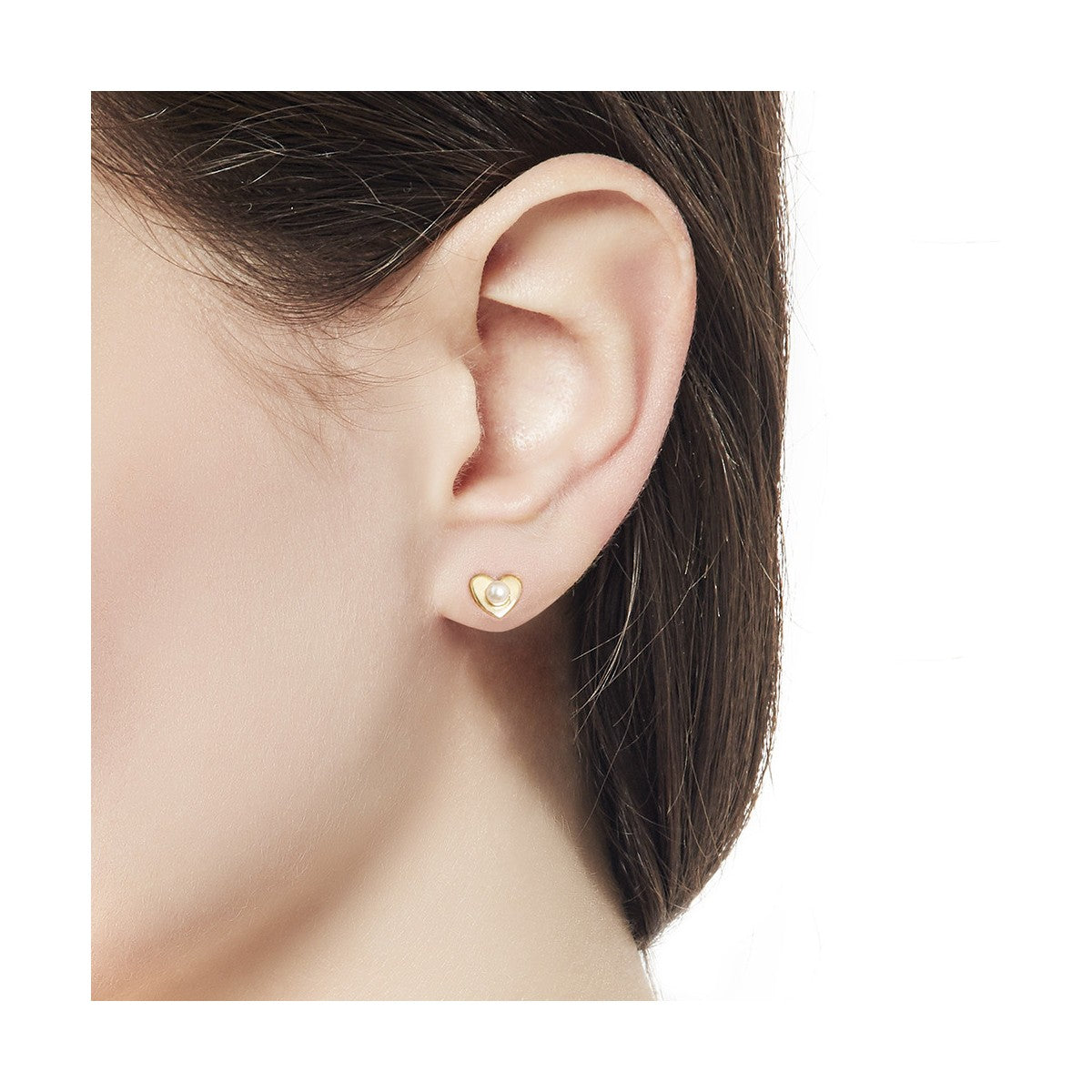 Pendientes Niñas Plata Perla Corazones