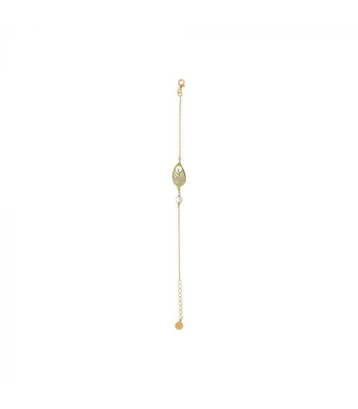 PULSERA DAFNE CON HOJA EN MADREPERLA