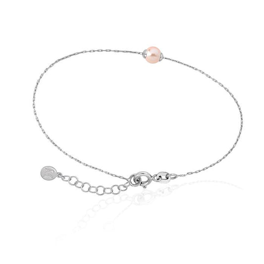 Pulsera Majorica Plata Baño Rodio y Perla Rosa